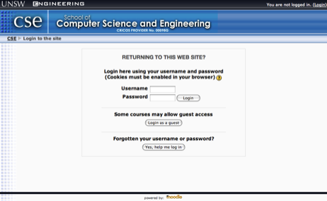 Generic login screen for moodle
